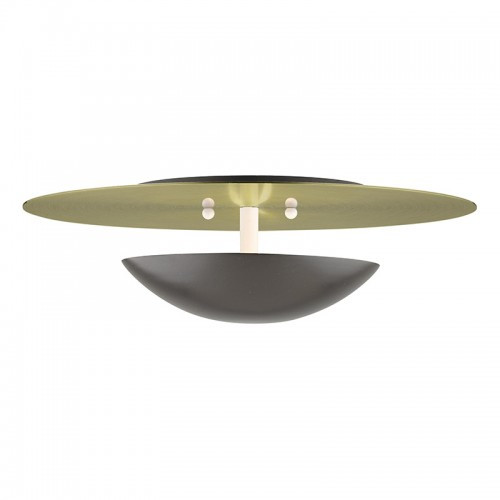 Ventura 2 Light English Bronze Large Semi-Flush/ Wall Sconce with Antique Brass Reflector Backplate (56570-92)
