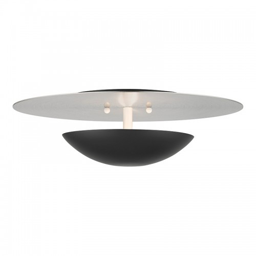 Ventura 2 Light Black Large Semi-Flush/ Wall Sconce with Brushed Nickel Reflector Backplate (56570-04)
