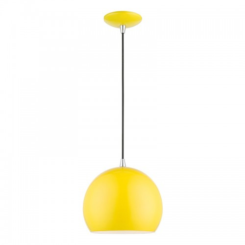 Piedmont 1 Light Shiny Yellow with Polished Chrome Accents Globe Pendant (41181-82)