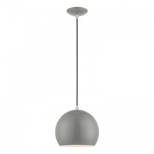 Piedmont 1 Light Shiny Light Gray with Polished Chrome Accents Globe Pendant (41181-90)