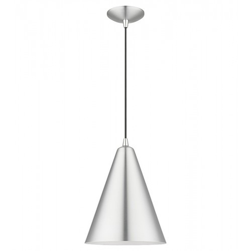 Dulce 1 Light Brushed Aluminum Cone Pendant with Polished Chrome Accents (41492-66)