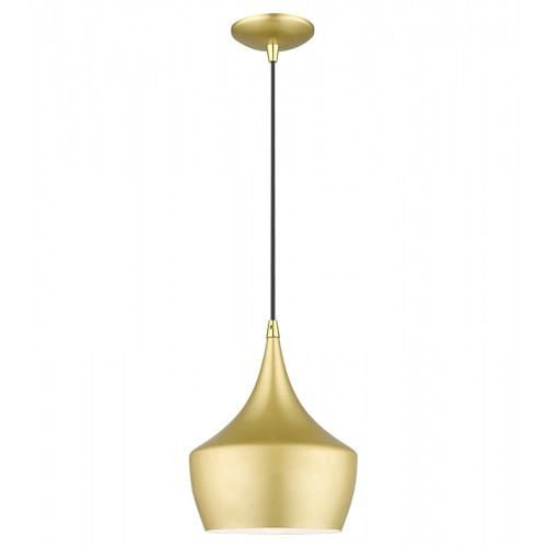 Waldorf 1 Light Soft Gold Pendant with Polished Brass Finish Accents (41186-33)
