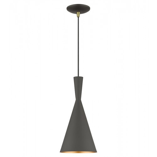 Waldorf 1 Light Bronze Pendant with Antique Brass Finish Accents (41185-07)