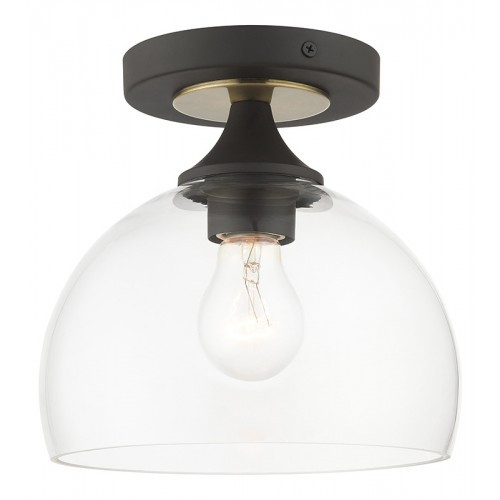 Glendon 1 Light Bronze Semi-Flush with Antique Brass Accents (53640-07)