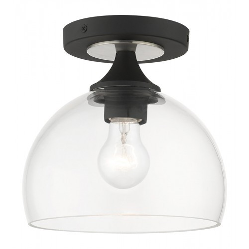 Glendon 1 Light Black Semi-Flush with Brushed Nickel Finish Accents (53640-04)