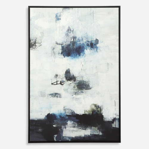 Black And Blue Framed Abstract Art (32306)