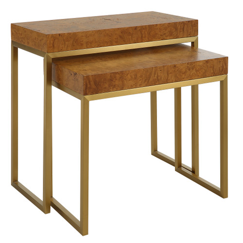 Burl-esque Wooden Nesting Tables, S/2 (22986)