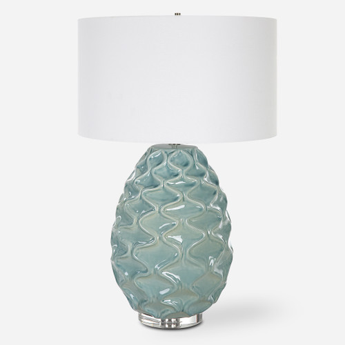 Laced Up Sea Foam Glass Table Lamp (30193)