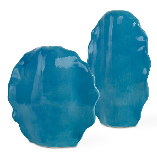 Ruffled Feathers Blue Vases, S/2 (18051)