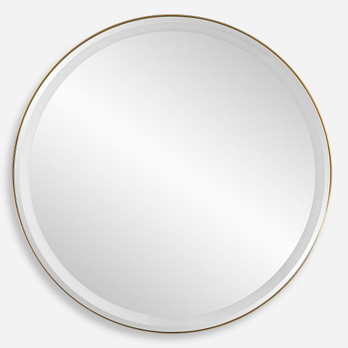 Crofton Lighted Brass Round Mirror (09947)