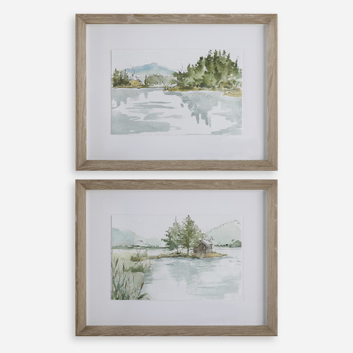 Serene Lake Framed Prints, Set/2 (32288)