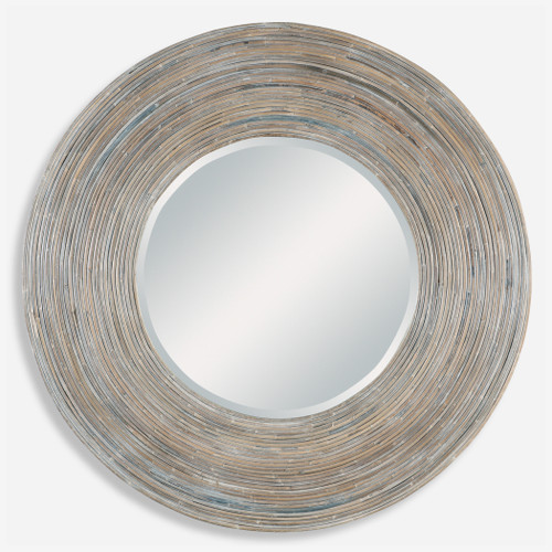 Vortex White Washed Round Mirror (08173)