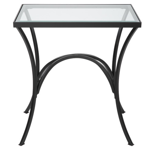 Alayna Black Metal & Glass End Table (22911)