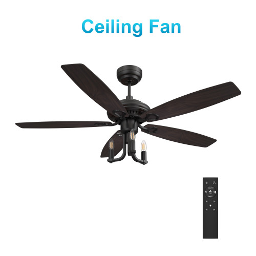 Huntley 52-inch Ceiling Fan with Remote, Light Kit Included (VC525D-L31-BF-1)
