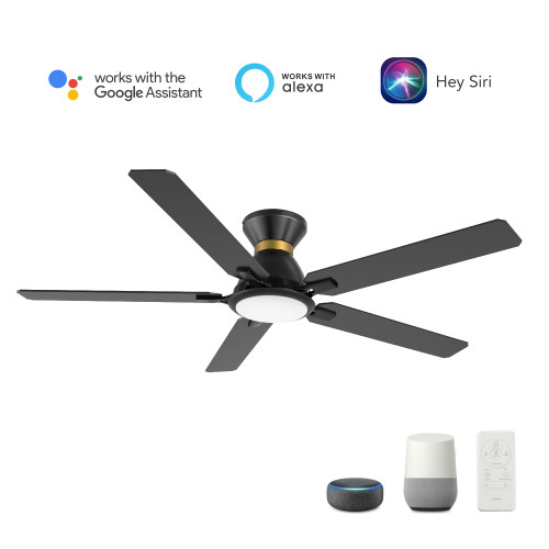 Espear 52'' Smart Ceiling Fan with Remote, Light Kit Included, Works with Google Assistant, Amazon Alexa, and Siri Shortcuts. (VS525J-L12-B2-1-FM)