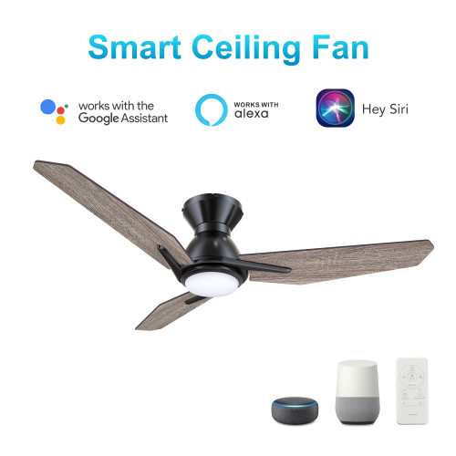 Calen 52-inch Smart Ceiling Fan with Remote, Light Kit Included, Works with Google Assistant, Amazon Alexa, and Siri Shortcuts. (VS523J3-L11-BS-1-FM)