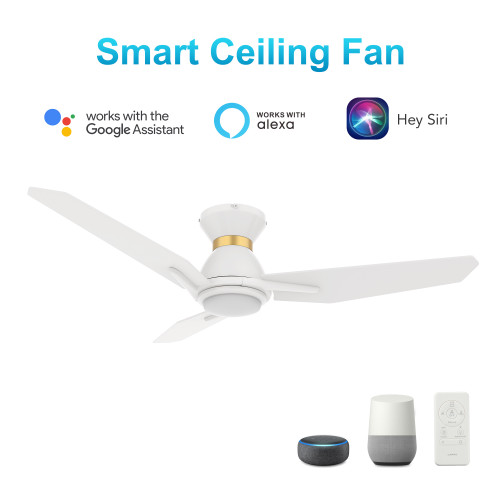 Calen 48-inch Smart Ceiling Fan with Remote, Light Kit Included, Works with Google Assistant, Amazon Alexa, and Siri Shortcuts. (VS483J3-L11-W1-1-FMA)
