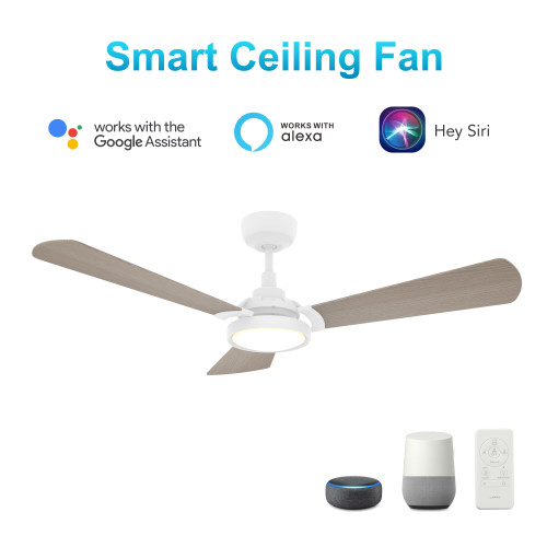 Brisa  52-inch Smart Ceiling Fan with Remote, Light Kit Included, Works with Google Assistant, Amazon Alexa, and Siri Shortcuts. (VS523B3-L22-W6-1)
