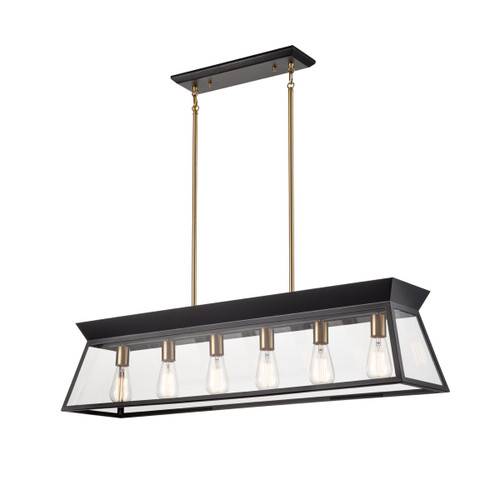 Lucian Linear Island Chandelier Black and Brushed Brass (AC11854BK)