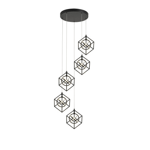 Tulip Collection Integrated LED 5-Light Pendant, Matte Black (AC1013)