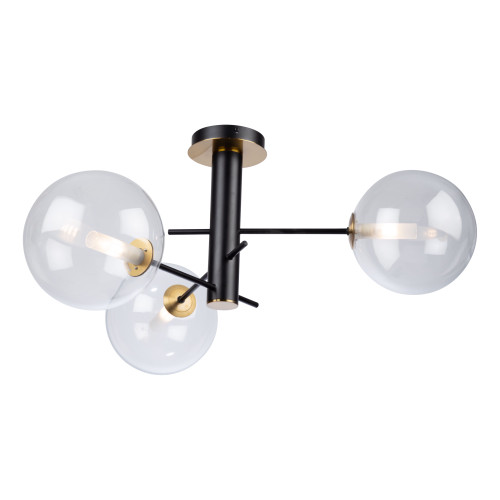 Aurelia Collection 3-Light Semi-Flush Mount, Matte Black & Brass (AC11763VB)