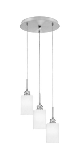 Array 3 Light Cord Hung Cluster Pendalier, Brushed Nickel Finish, 4" White Marble Glass (1818-BN-3001)