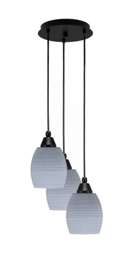 Array 3 Light Cord Hung Cluster Pendalier, Matte Black Finish, 5" Gray Matrix Glass (1816-MB-4022)