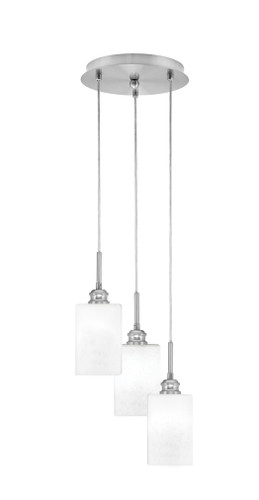 Array 3 Light Cord Hung Cluster Pendalier, Brushed Nickel Finish, 4" Square White Muslin Glass (1816-BN-531)