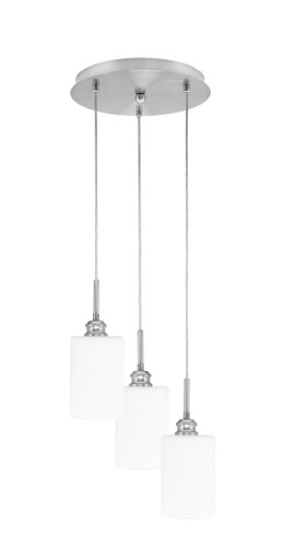 Array 3 Light Cord Hung Cluster Pendalier, Brushed Nickel Finish, 4" White Muslin Glass  (1818-BN-310)