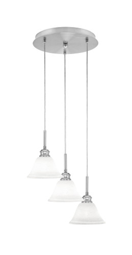 Array 3 Light Cord Hung Cluster Pendalier, Brushed Nickel Finish, 7" White Muslin Glass  (1818-BN-311)