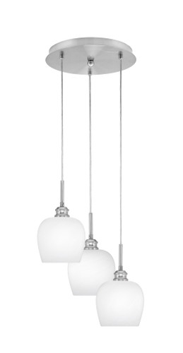 Array 3 Light Cord Hung Cluster Pendalier, Brushed Nickel Finish, 6" White Marble Glass (1818-BN-4811)