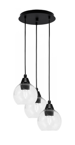 Array 3 Light Cord Hung Cluster Pendalier, Matte Black Finish, 5.75" Clear Bubble Glass (1818-MB-4100)