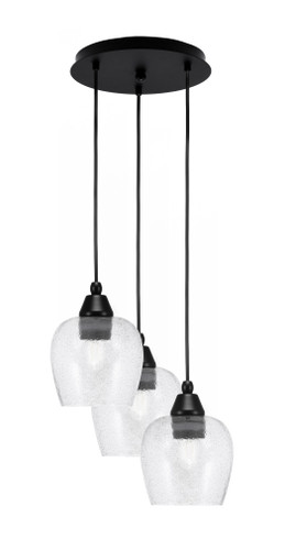 Array 3 Light Cord Hung Cluster Pendalier, Matte Black Finish, 6" Smoke Bubble Glass (1818-MB-4812)