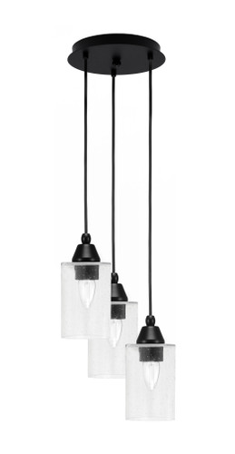 Array 3 Light Cord Hung Cluster Pendalier, Matte Black Finish, 4" Clear Bubble Glass (1816-MB-300)