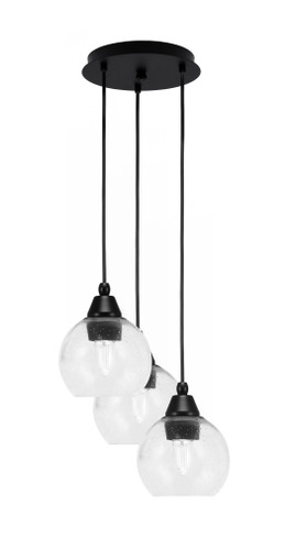 Array 3 Light Cord Hung Cluster Pendalier, Matte Black Finish, 5.75" Clear Bubble Glass (1816-MB-4100)