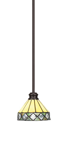 Edge Stem Hung Mini Pendant, Espresso Finish, 7" Diamond Peak Art Glass (1151-ES-9405)