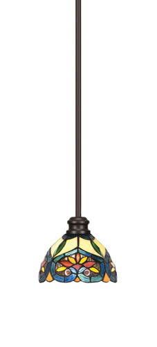 Edge Stem Hung Mini Pendant, Espresso Finish, 7" Pavo Art Glass (1151-ES-9425)