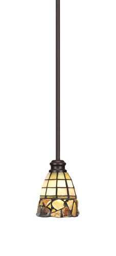 Edge Stem Hung Mini Pendant, Espresso Finish, 7" Cobblestone Art Glass (1151-ES-9735)