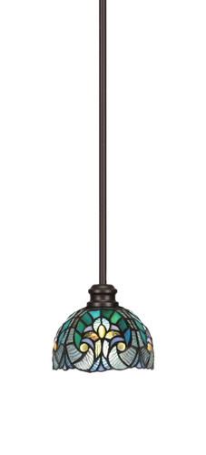 Edge Stem Hung Mini Pendant, Espresso Finish, 7" Turquoise Cypress Art Glass (1151-ES-9925)