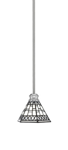 Edge Stem Hung Mini Pendant, Brushed Nickel Finish, 7" Pewter Art Glass (1151-BN-9105)