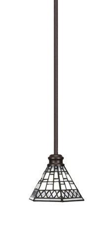 Edge Stem Hung Mini Pendant, Espresso Finish, 7" Pewter Art Glass (1151-ES-9105)