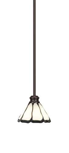 Edge Stem Hung Mini Pendant, Espresso Finish, 7" Pearl & Black Flair Art Glass (1151-ES-9125)