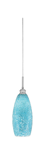Edge Cord Mini Pendant, Brushed Nickel Finish, 5.5" Turquoise Fusion Glass (1152-BN-5065)
