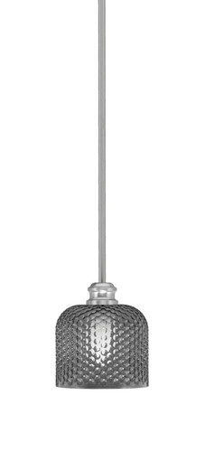 Edge Stem Hung Mini Pendant, Brushed Nickel Finish, 6" Smoke Textured Glass (1151-BN-4612)