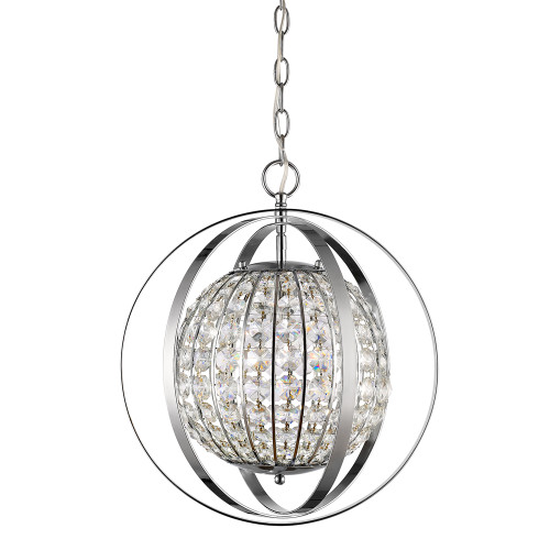 Olivia 1-Light Polished Nickel Crystal Globe Pendant (IN11095PN)