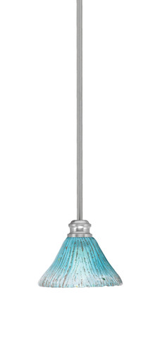 Edge Stem Hung Mini Pendant, Brushed Nickel Finish, 7" Teal Crystal Glass (1151-BN-458)