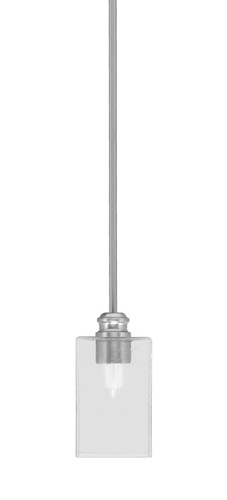 Edge Stem Hung Mini Pendant, Brushed Nickel Finish, 4" Square Clear Bubble Glass (1151-BN-530)