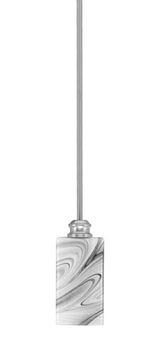 Edge Stem Hung Mini Pendant, Brushed Nickel Finish, 3.5" Square Onyx Swirl Glass (1151-BN-549)
