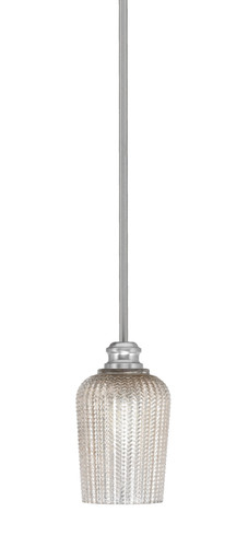 Edge Stem Hung Mini Pendant, Brushed Nickel Finish, 5" Silver Textured Glass (1151-BN-4253)