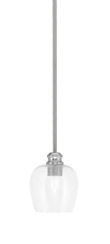 Edge Stem Hung Mini Pendant, Brushed Nickel Finish, 6" Clear Bubble Glass (1151-BN-4810)
